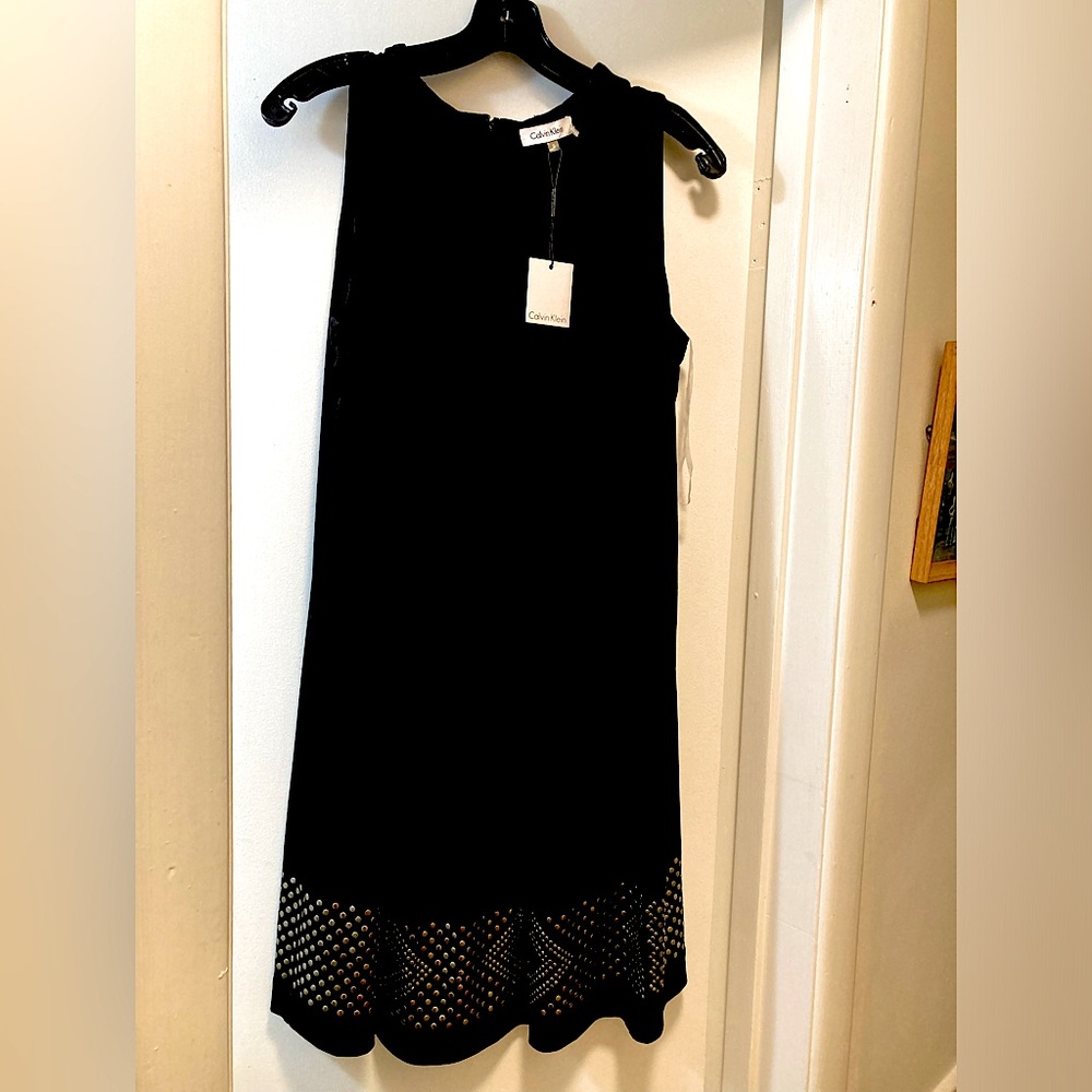 NWT Classy Calvin Klein studded & pleated dressy tunic S
